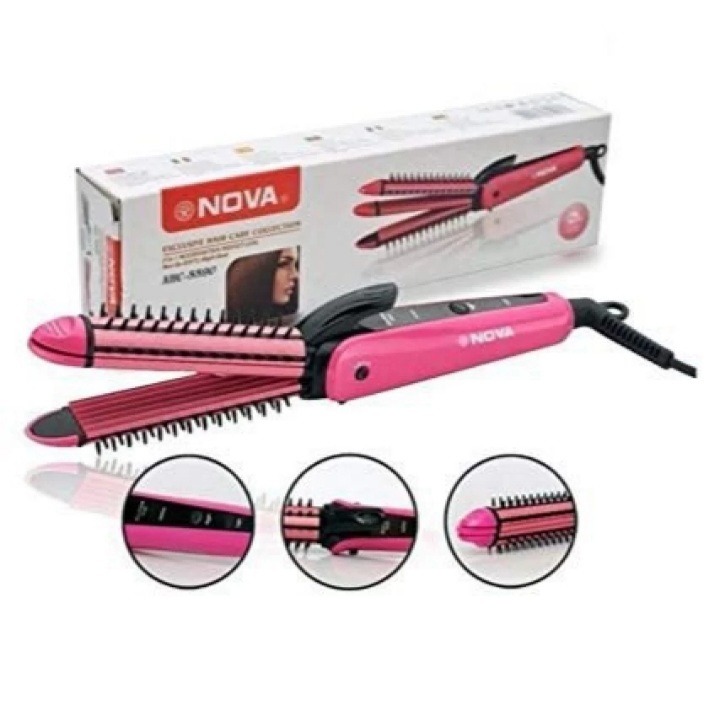Nova NHC-8890, 3 in 1 – Hair Straightener, Hair Curler & Hair Crimper  NHC-8890 (Pink) – Amoha Beauty